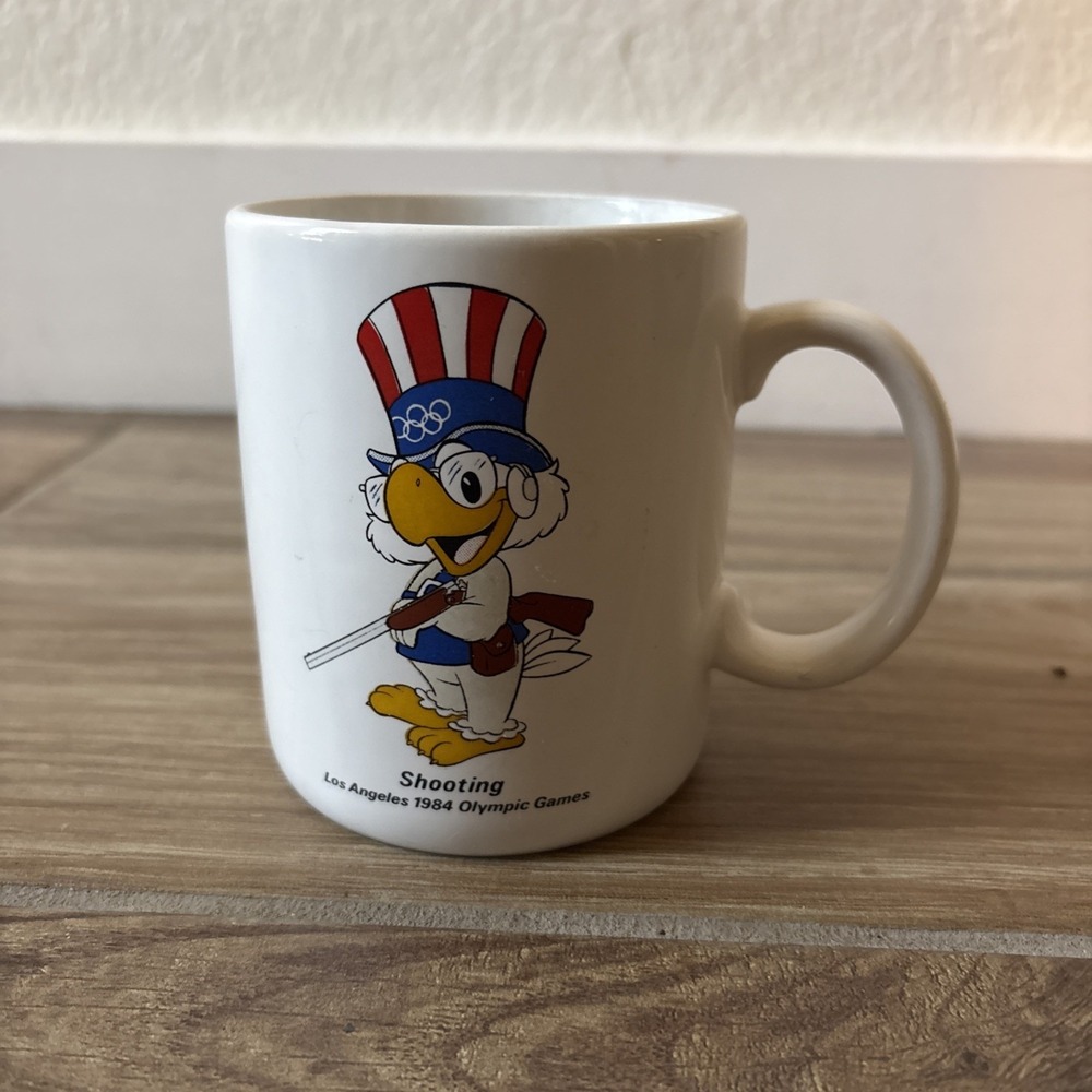 Vintage 1984 Los Angeles Olympic Games Coffee Mug Cup Shooting Official Licensed